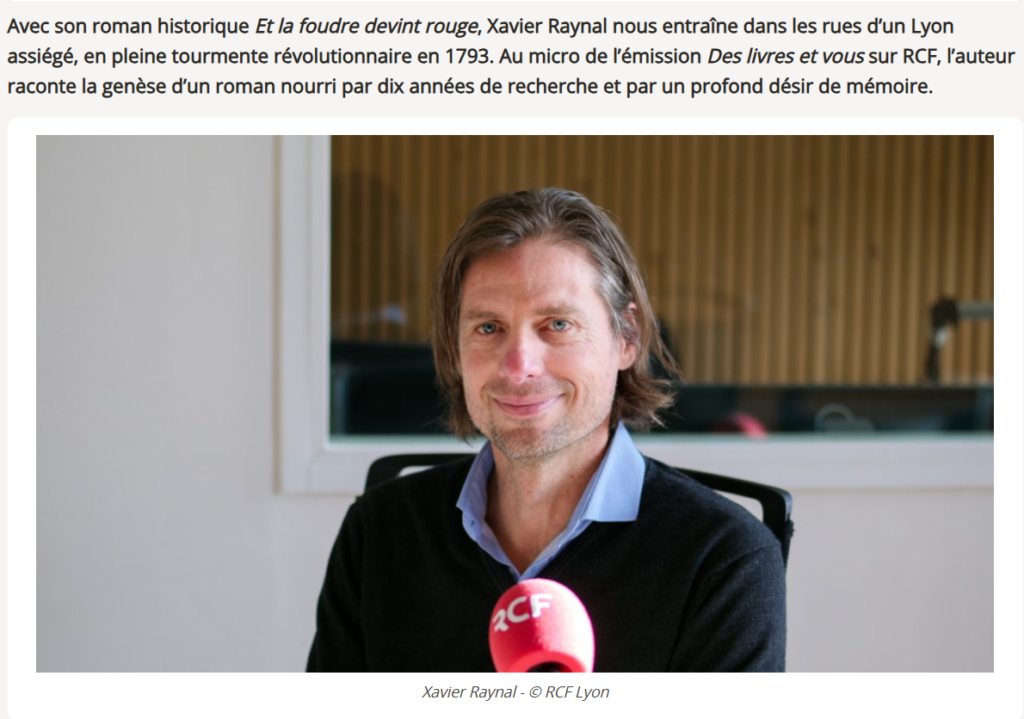 interview écrivain lyonnais Xavier Raynal RCF Lyon 2026